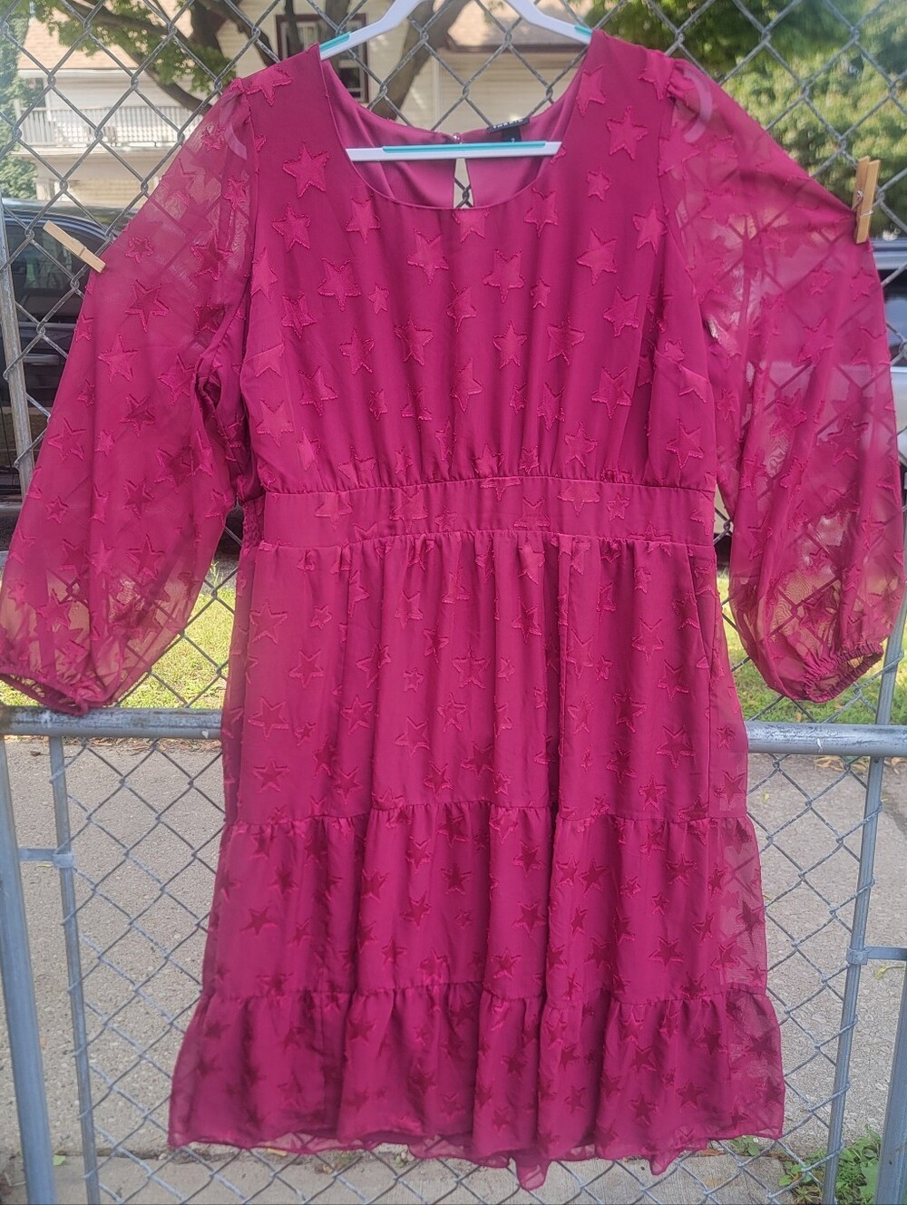 Torrid pink Star Mesh Tiered Dress Size 2